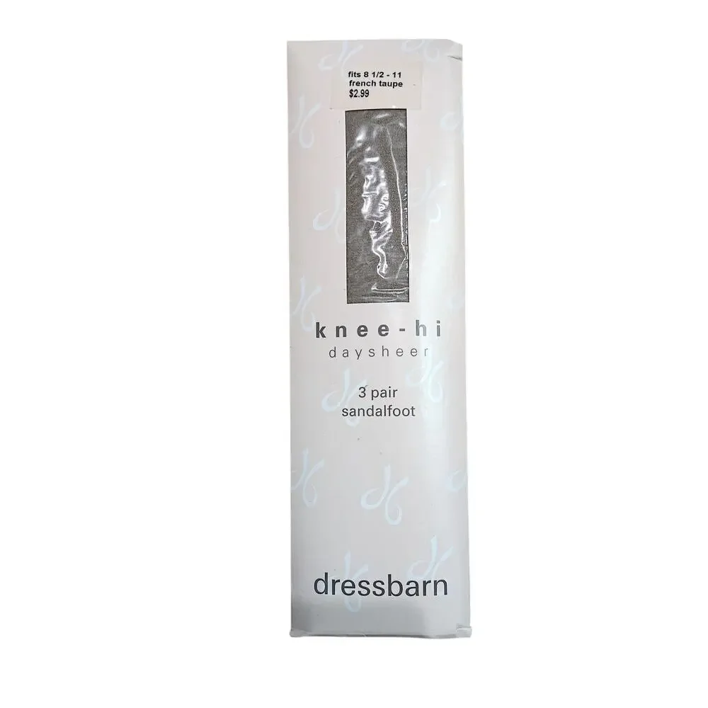 Dressbarn Pantyhose Women's Fits 8.5-11 Knee-Hi Day Sheer Sandal Foot 3 Pack/ 3